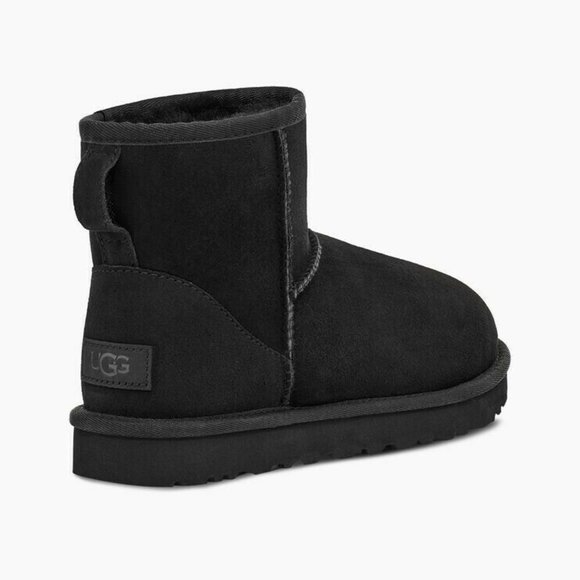 Ugg Women's Size US 8 Classic Mini II Ankle Boot Black Sheepskin Suede New - Picture 11 of 13